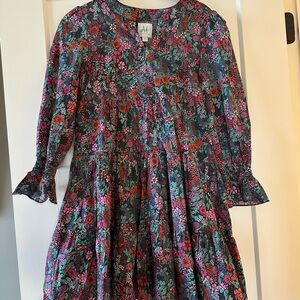 Vibrant Floral Kids Dress - Pink and Green